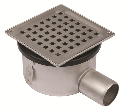 Kleentech Adjustable Shower Drain Square (50mm Side Outlet)